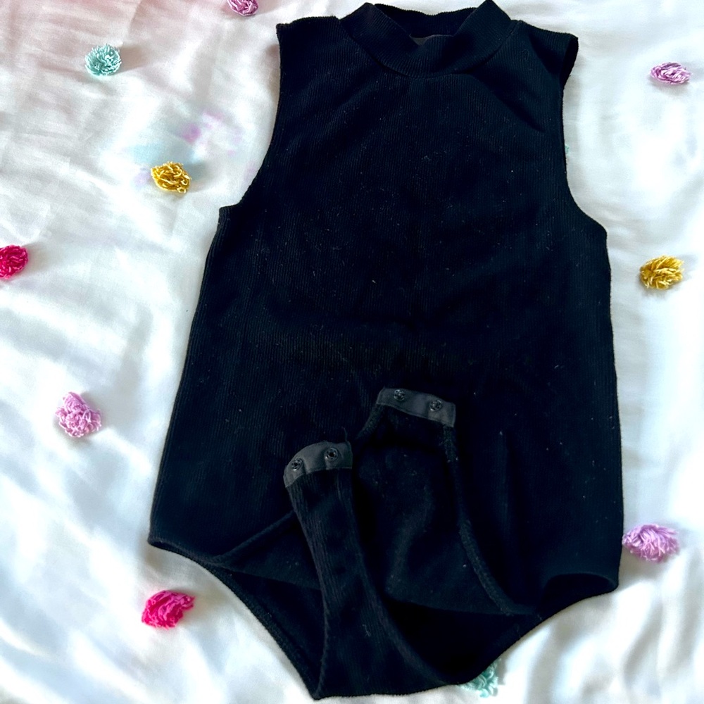 STREETWEAR SOCIETY: Black sleeveless mock neck body suit